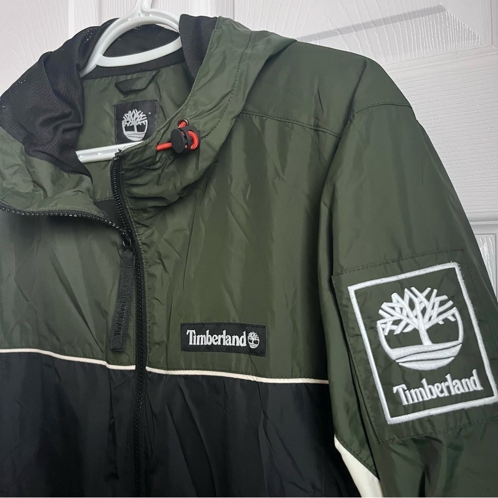 Timberland KURTKA WINDBREAKER FULL ZIP JACKET SMALL MEN GREEN BLACK - Picture 2 of 5
